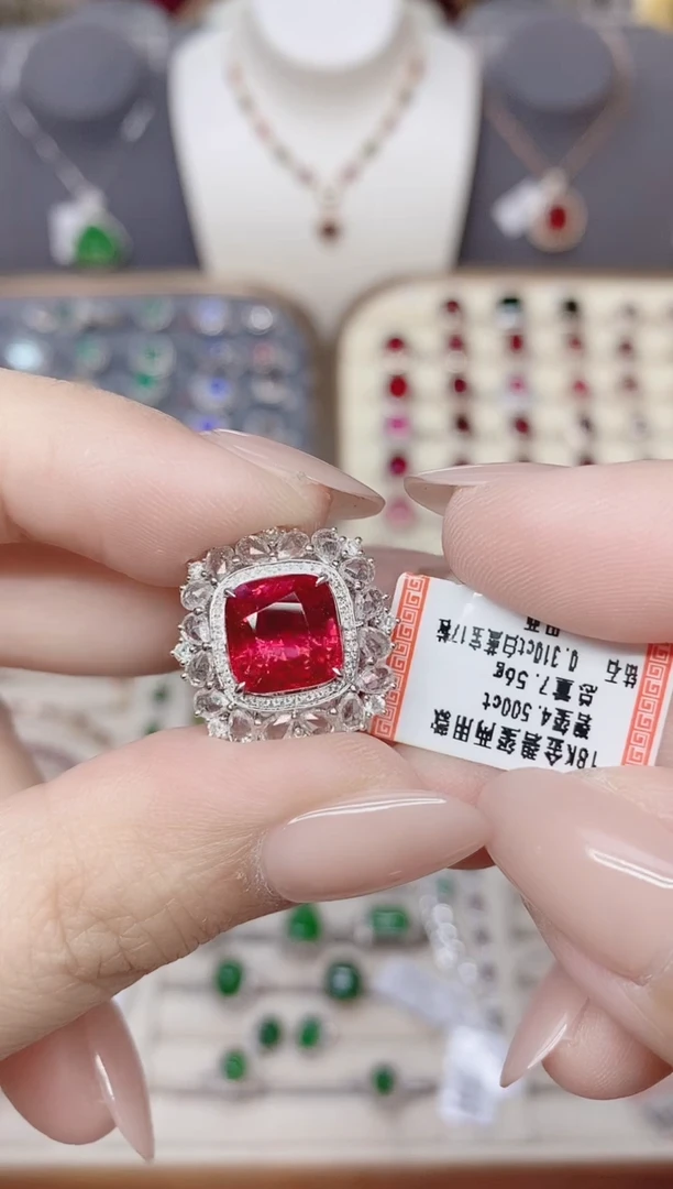 18K金镶嵌碧玺戒指碧玺润****）两用