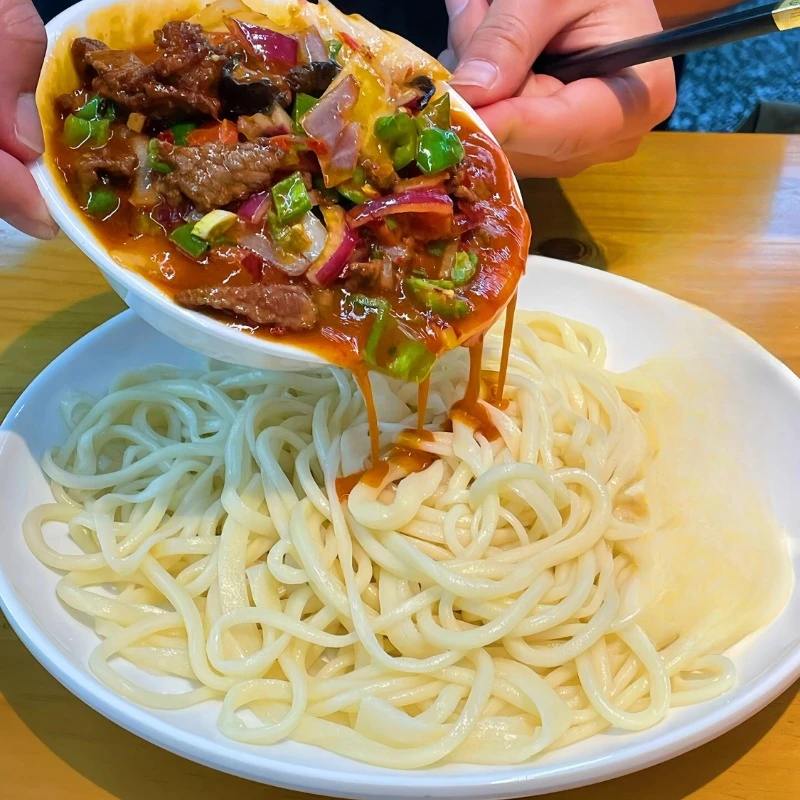 过油肉拌面圆面条Q弹劲道爽滑雪花手工阜阳格拉条拉条子挂面家用