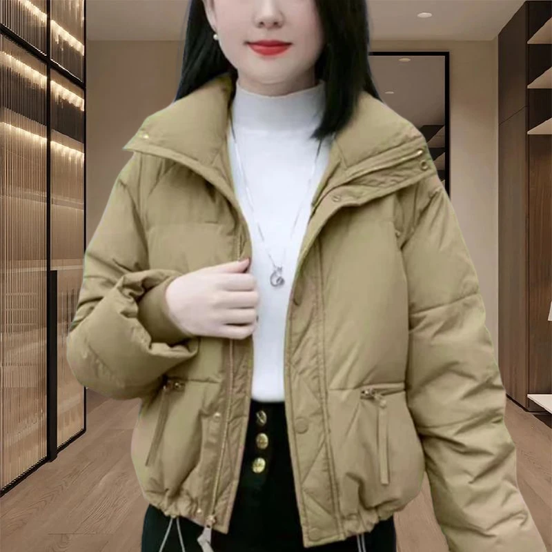 棉服外套女2025秋冬季新款小个子开衫立领保暖加厚短款面包服棉衣