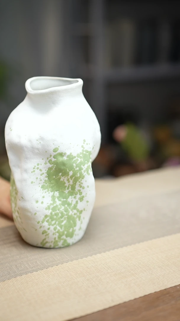 花器陶瓷花瓶绿云漫影02