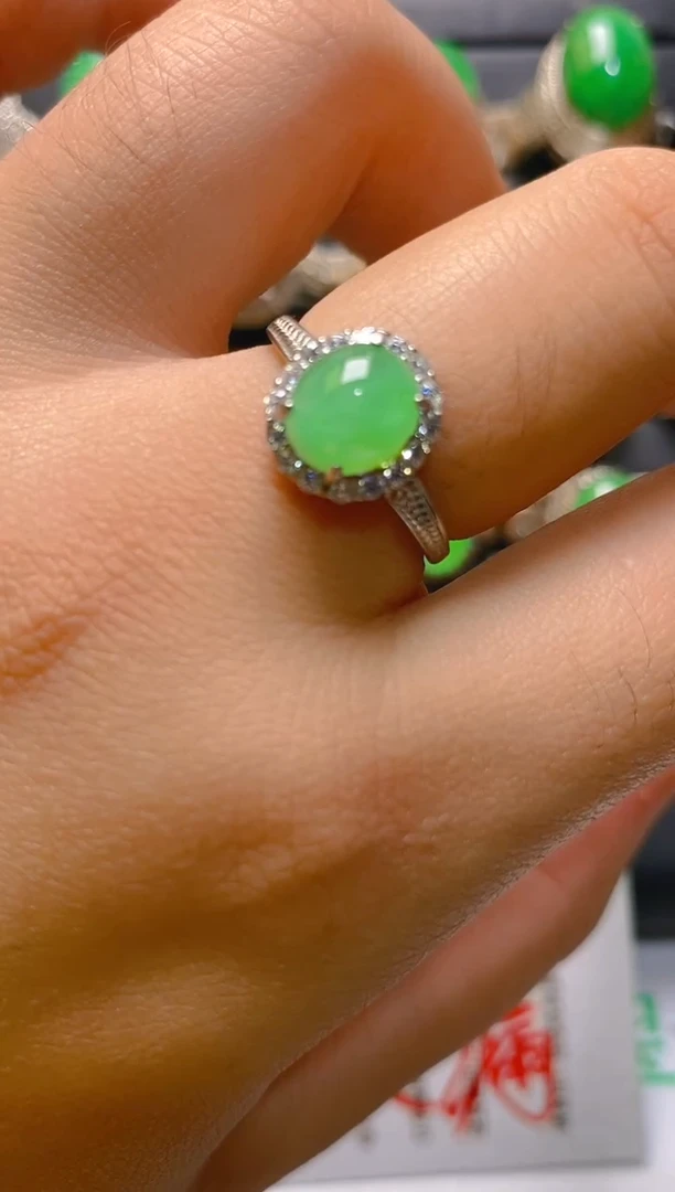 【闪购商品】翡翠耳饰银S925镶嵌天然A货翡翠1