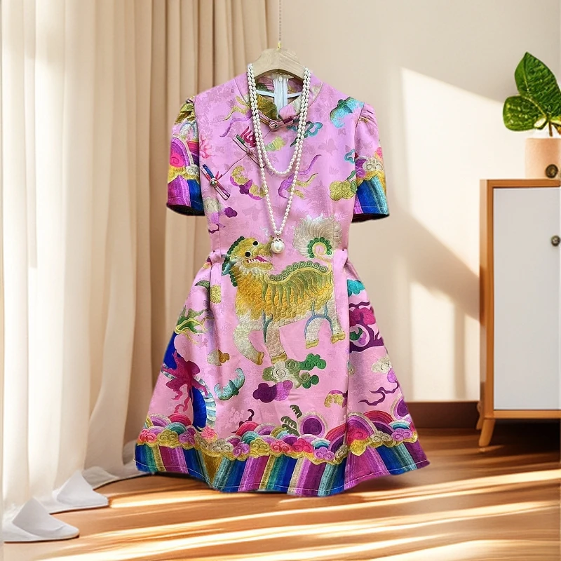 新中式国风立领上衣欧洲站2025夏季新款高级感气质中长款连衣裙潮