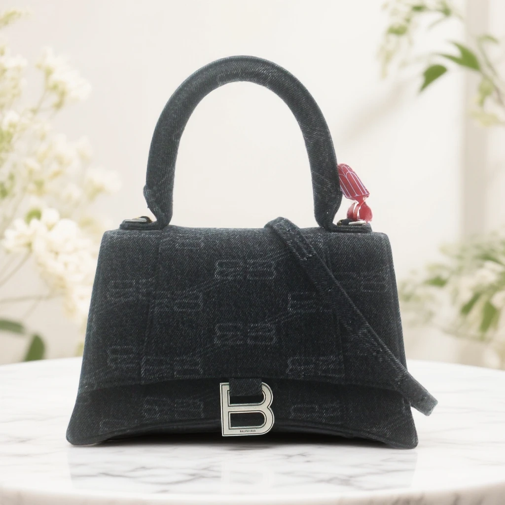 95新 Balenciaga/巴黎世家 81637B 丹宁沙漏 S手提单肩斜挎包