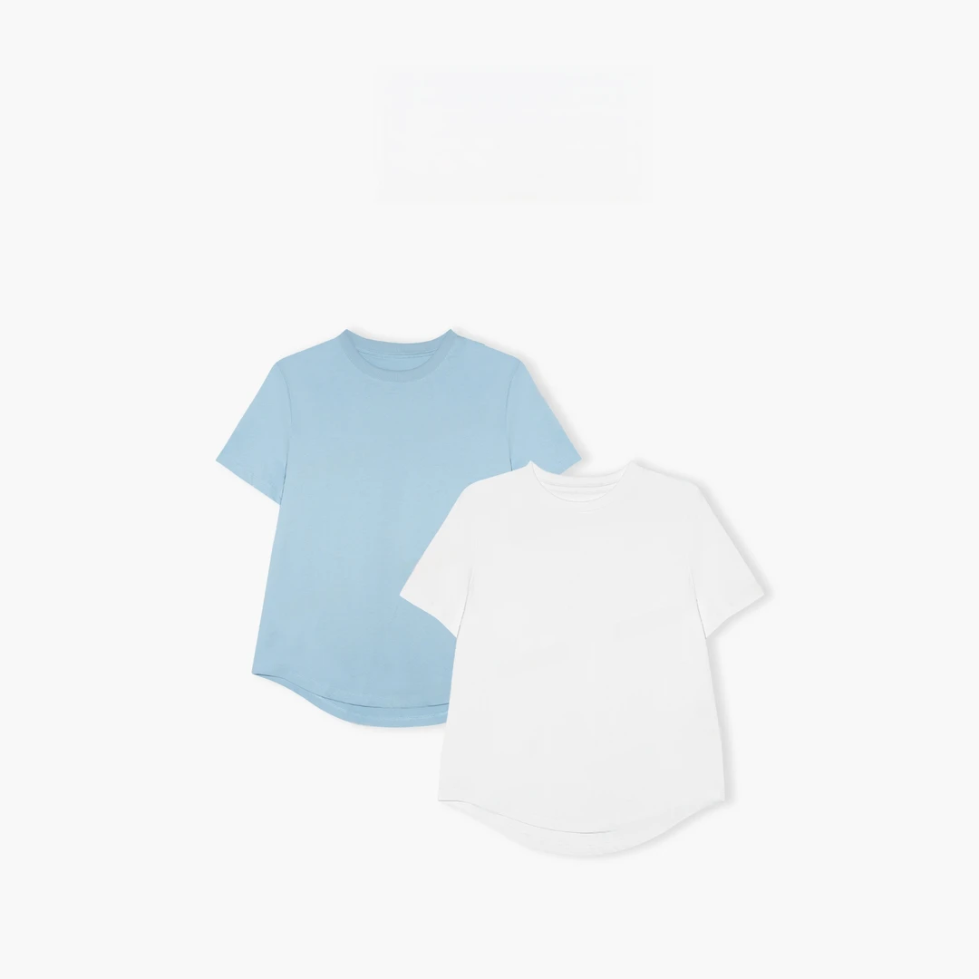 薇姐私服“圆弧T”精梳棉圆领下摆弧度显腰部线条T恤LSS250079R