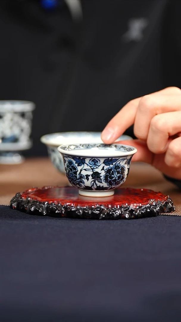其他陶瓷N***a景德镇陶瓷四像牡丹压手杯