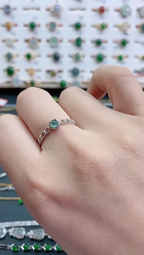 银S925镶嵌戒指翡翠天然翡翠