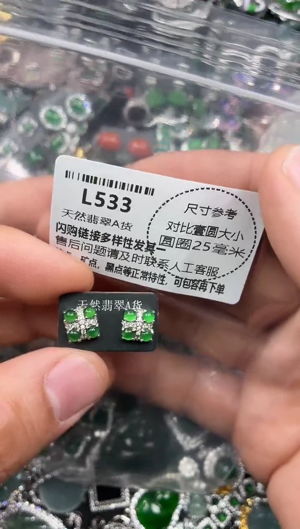 颈饰未镶嵌翡翠L533耳钉