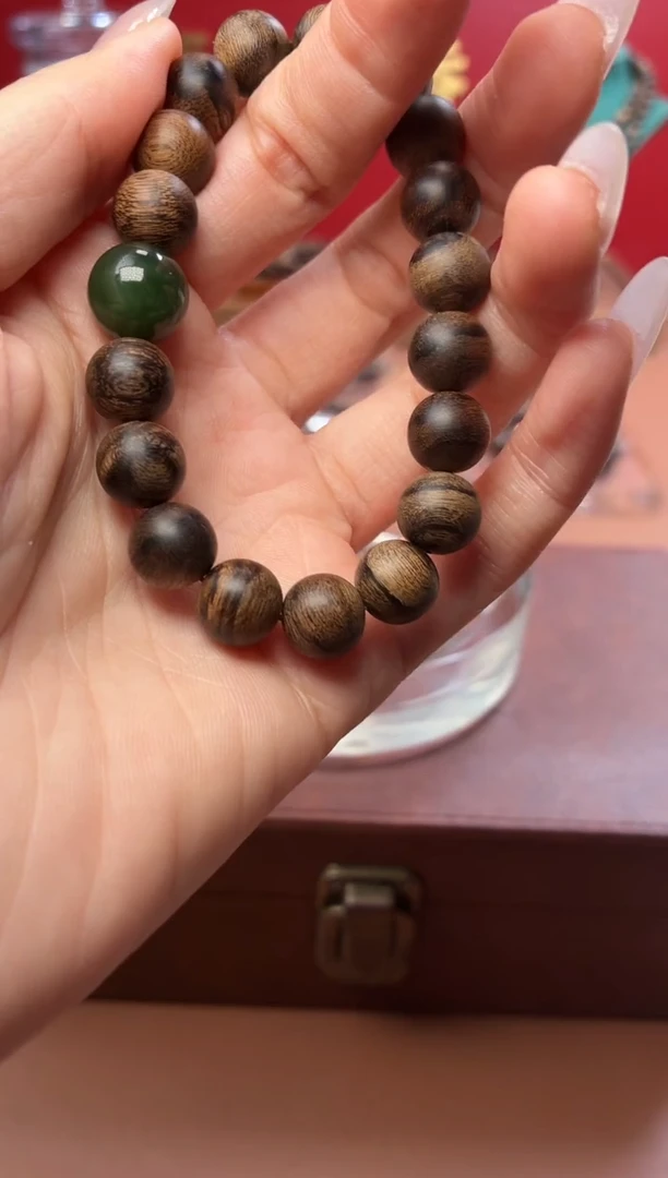 沉香手串沉水越南芽庄黄棋10玉化瘿子瘤疤单圈