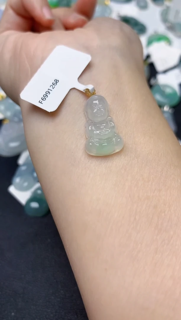 颈饰18K金镶嵌翡翠天然缅甸A货翡翠