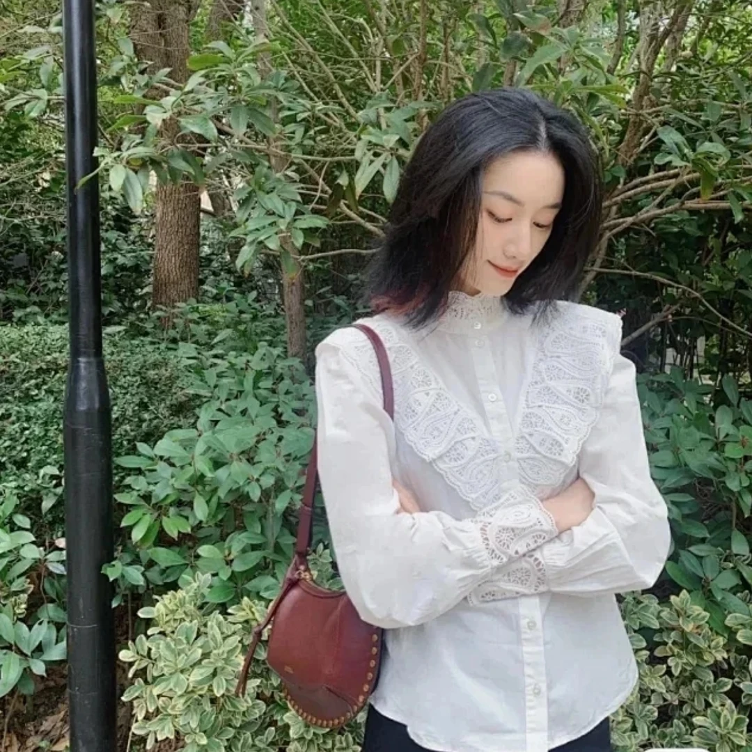 【ICS 丨 娜葆寇设计师女装】重工定制蕾丝花边休闲衬衫