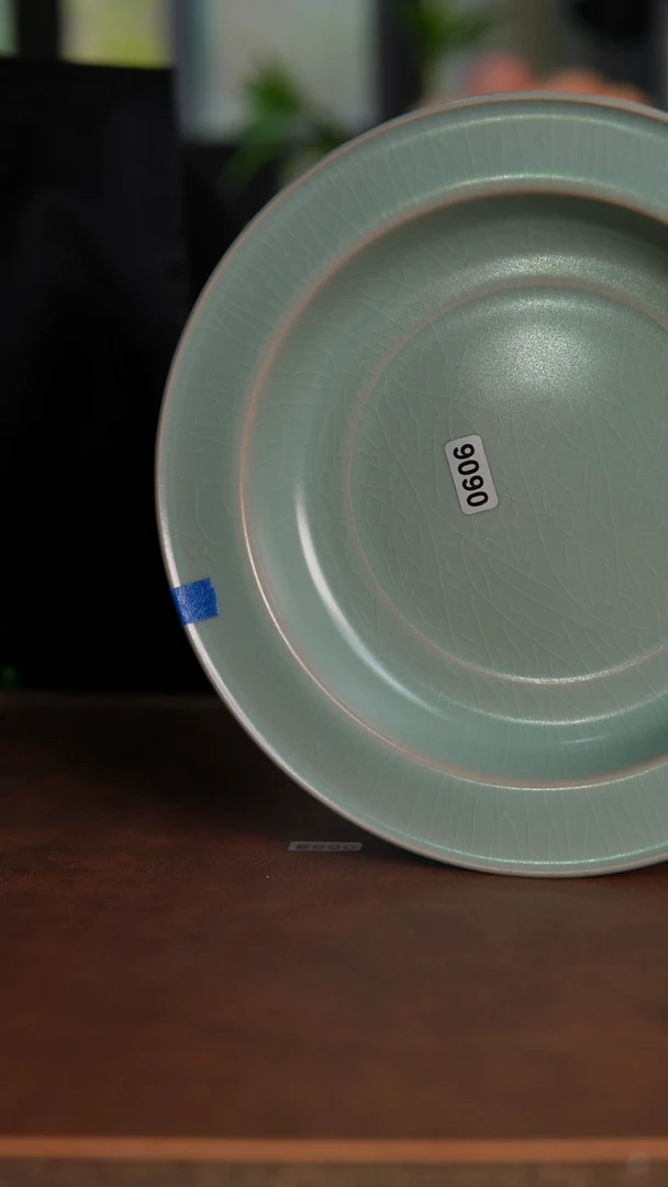 摆件0606青绿釉折沿盘20cm