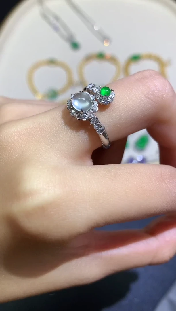 翡翠戒指18K金镶嵌戒指A270|19800