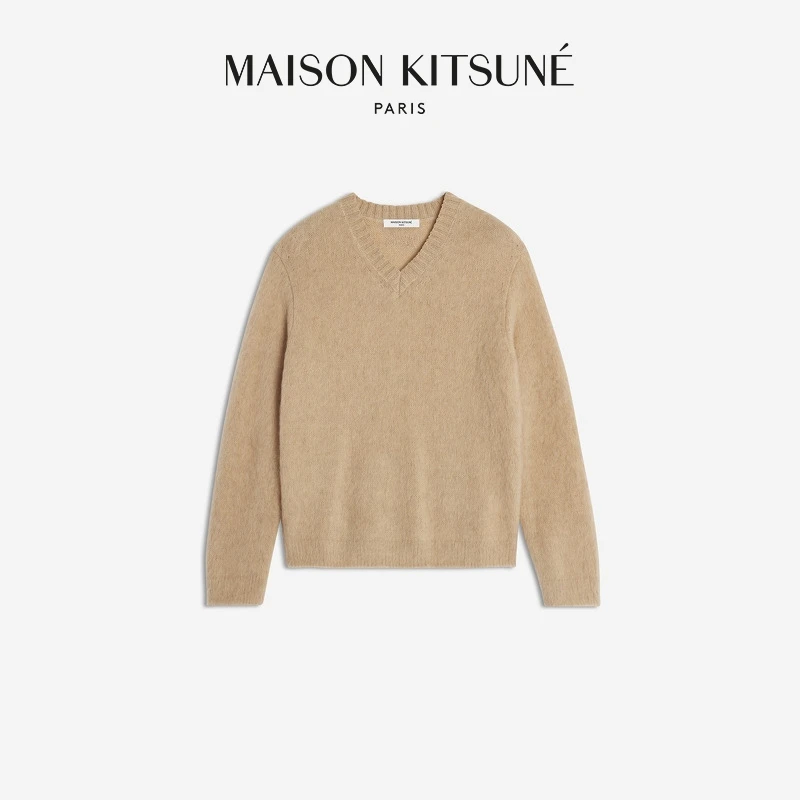 【早秋新品】Maison Kitsune男款手写体系列复古羊毛混纺套头针织