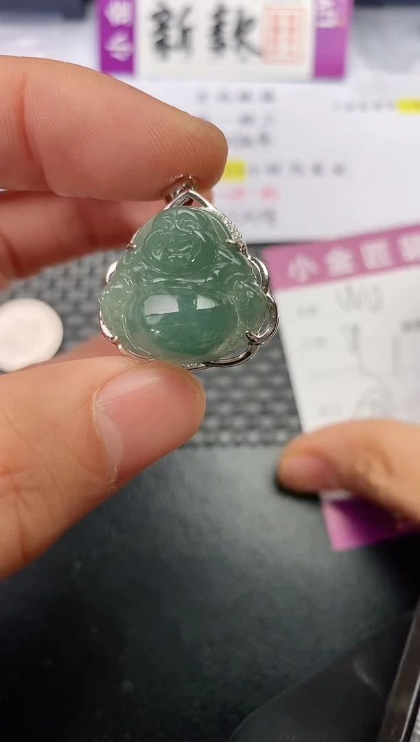 吊坠(不含链)银S925镶嵌翡翠W*珍挂件