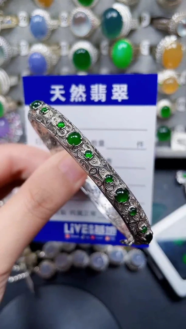 银S925镶嵌手镯翡翠112