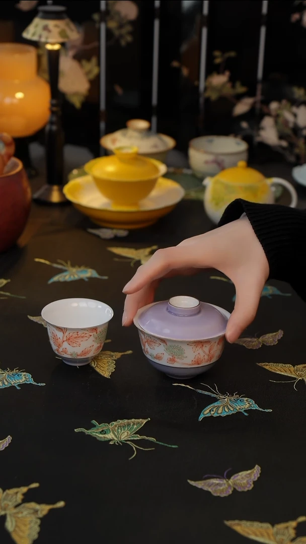 木槿紫  盖碗+小杯子