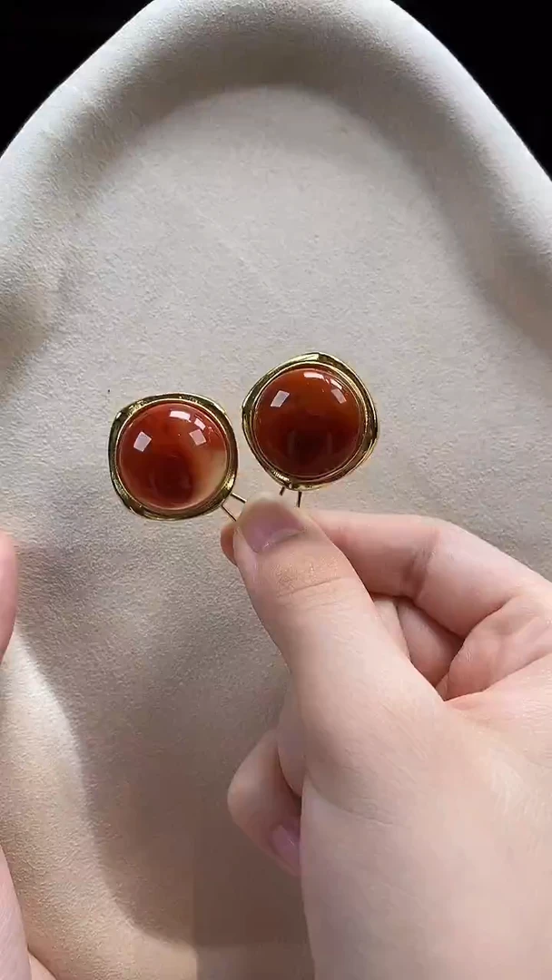 未镶嵌南红玛瑙耳饰耳环