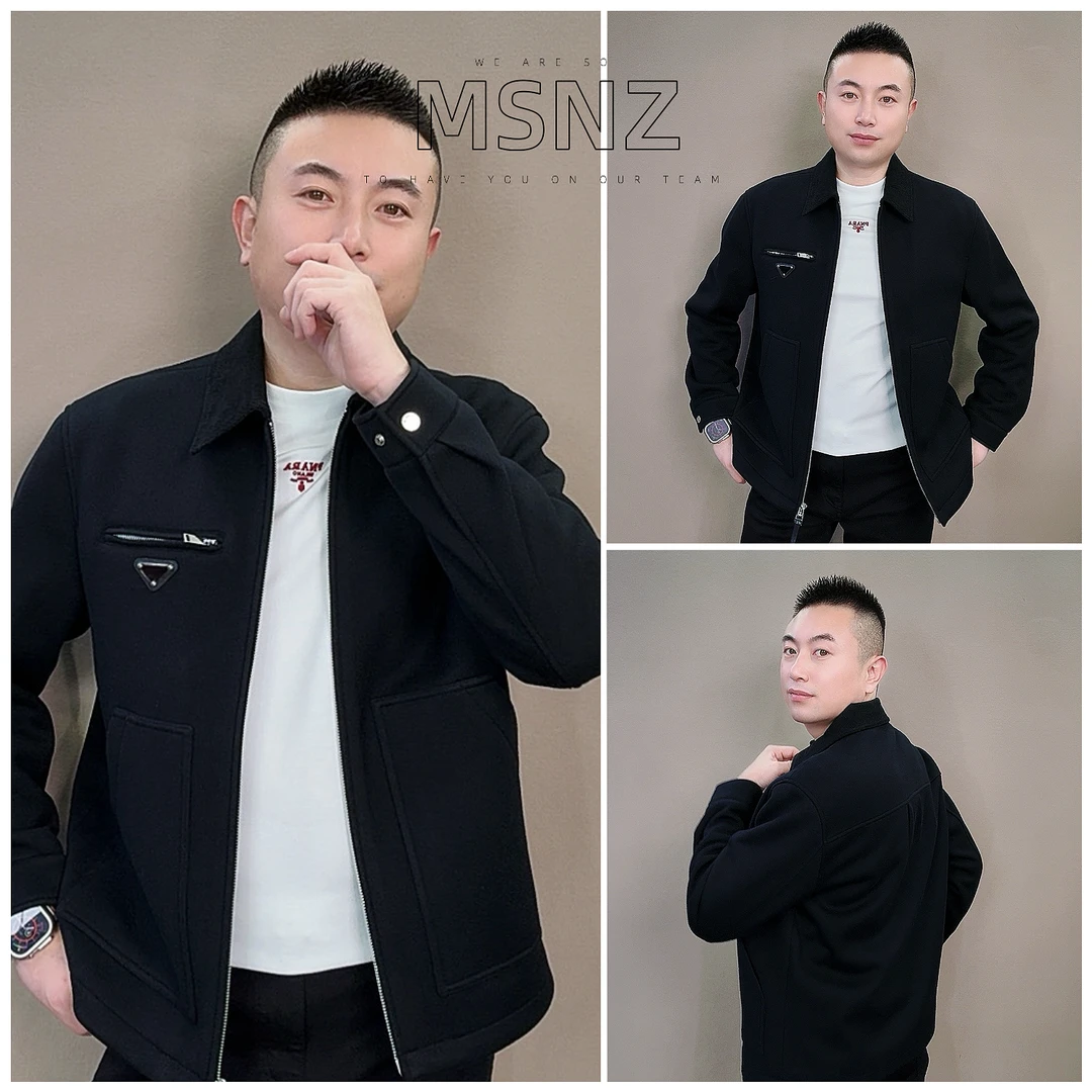 【2713】秋冬男士新品羊驼绒夹克高端轻奢百搭时尚立挺有型翻领干净