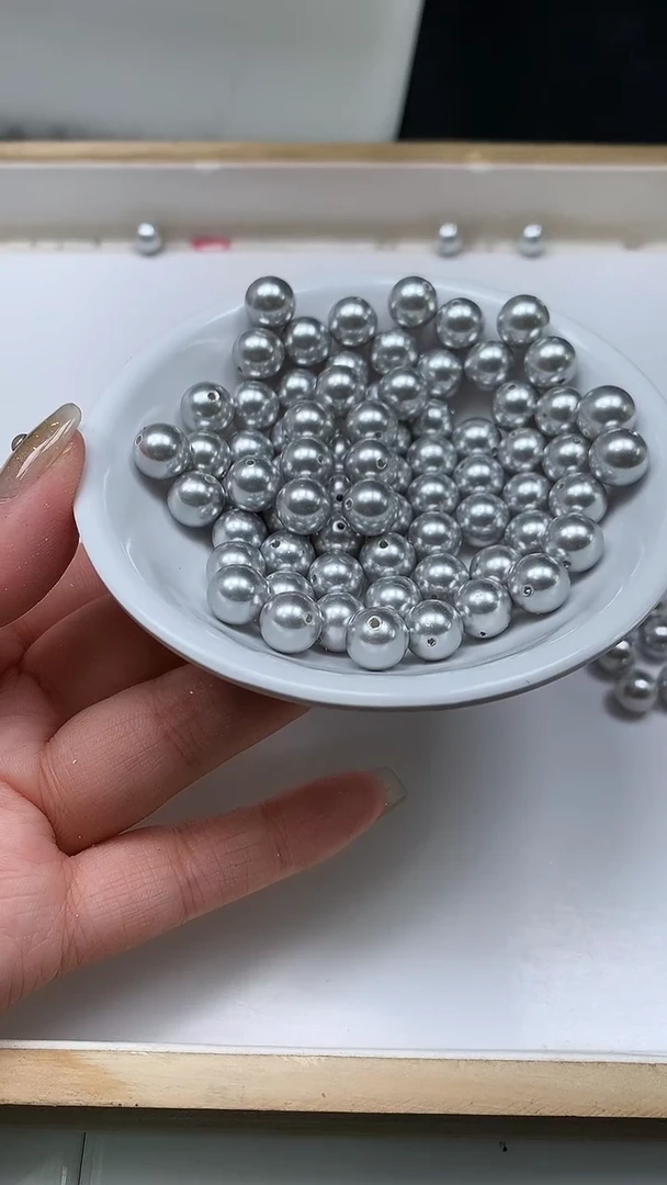 未镶嵌散珠拼合珍珠（马贝珠）B758 奶奶灰贝珠8mm25个8.8元