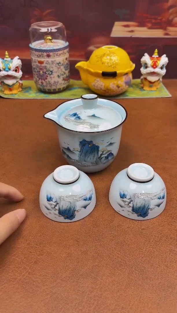 陶瓷茶具摆件旅行套组