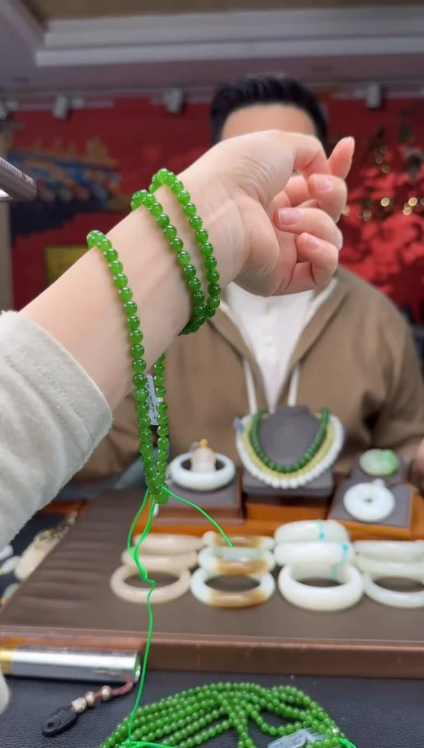 【闪购商品】和田玉颈饰未镶嵌碧玉108颗多圈卡6