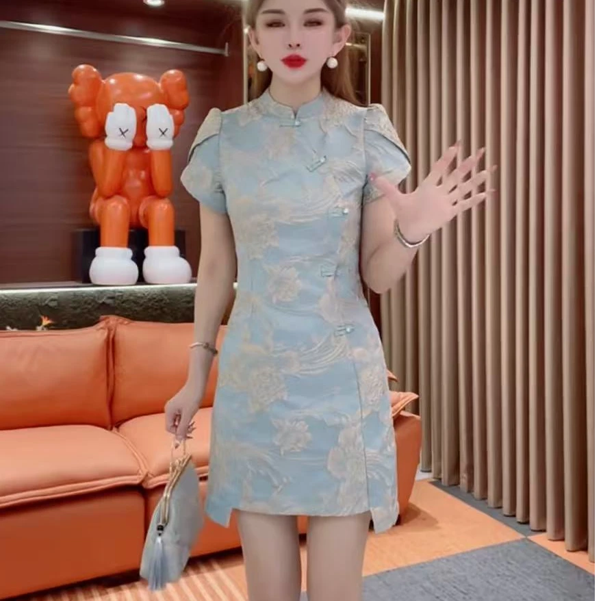 民族风连衣裙女2025夏季新款时尚洋气收腰显瘦中国风刺绣旗袍裙子