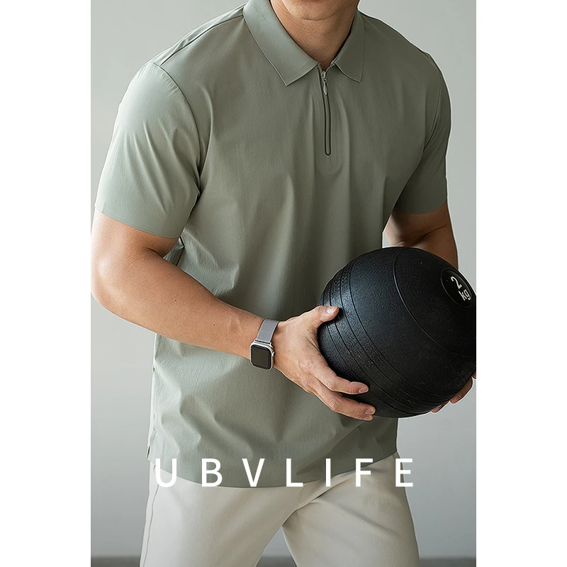 【UPF50+】7A抗紫外线冰丝凉感半拉链运动短袖T恤男士夏季polo衫