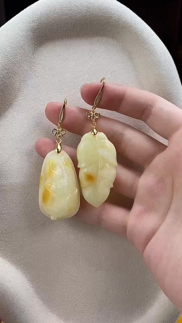 琥珀颈饰未镶嵌耳环