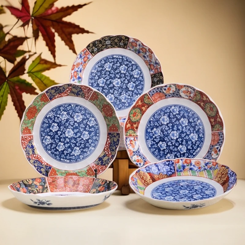 美浓烧日本进口陶瓷盘子家用大号网红宫廷风日式复古好看装菜餐盘