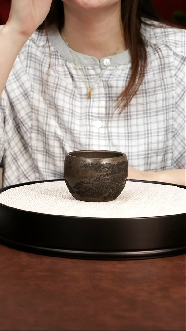 茶壶紫砂蟹壳青 万里长城山河杯