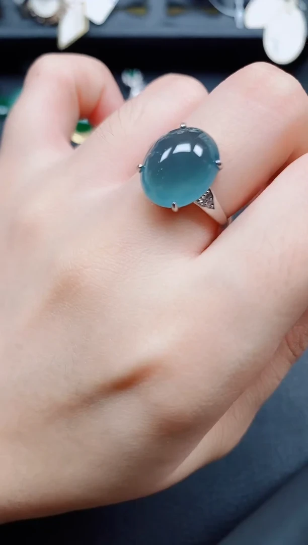 银S925镶嵌戒指翡翠翡翠