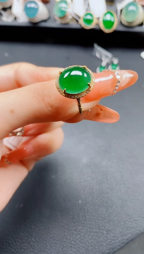 银S925镶嵌戒指翡翠翡翠