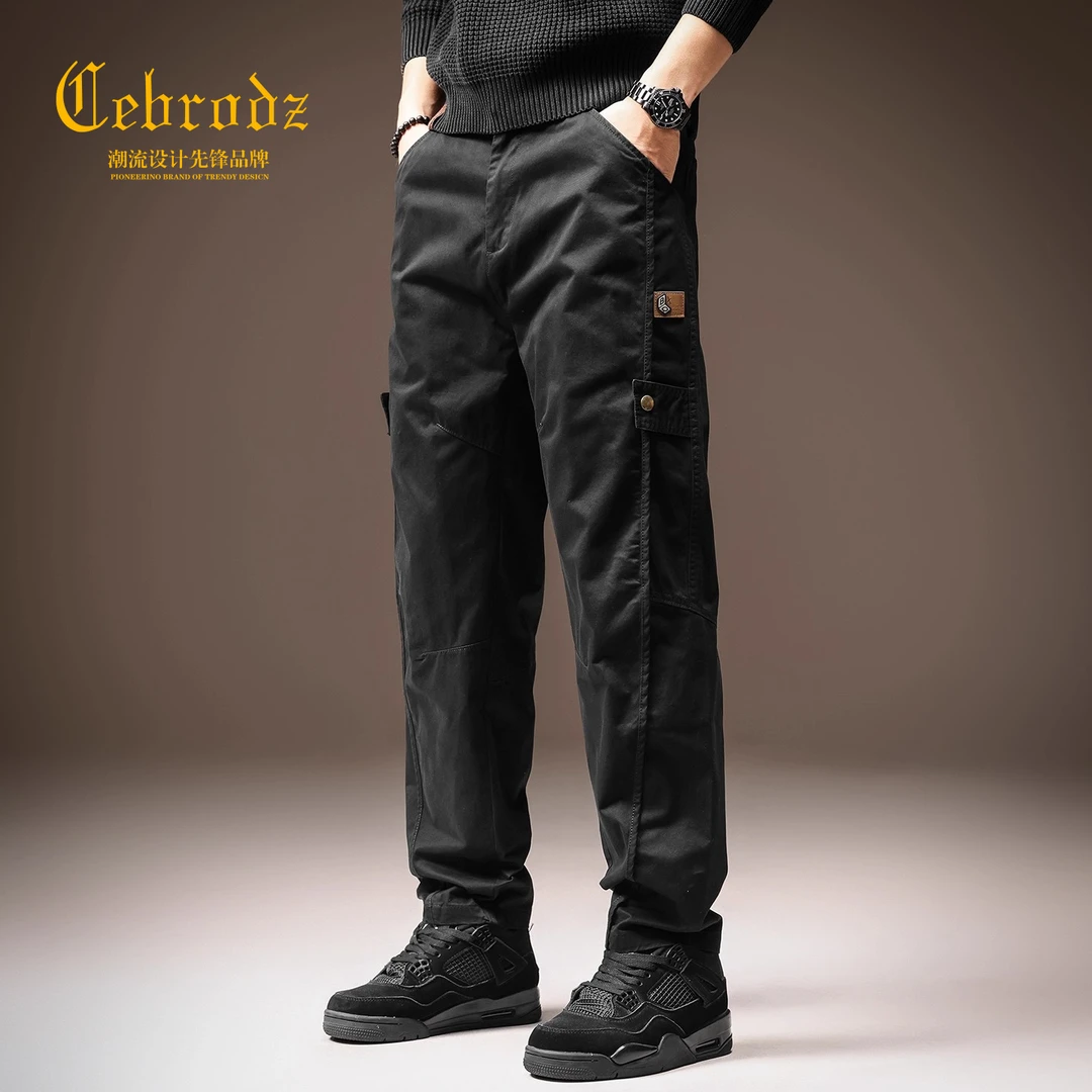 法国Cebrodz高端美式复古小众设计工装裤男秋季新款宽松束脚休闲