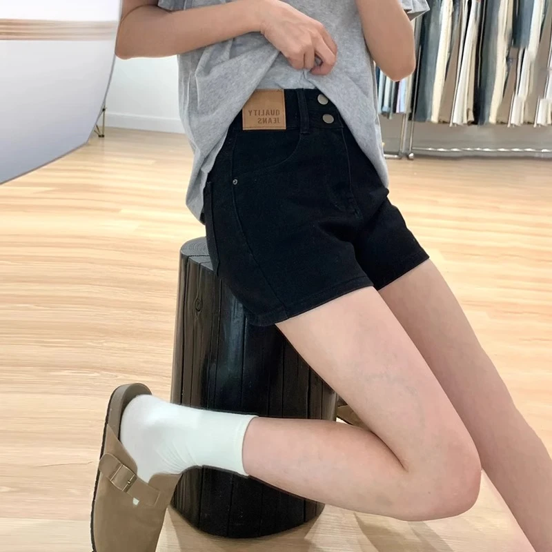 黑色牛仔短裤女夏季2025年新款潮高腰显瘦显腿长辣妹紧身a字热裤