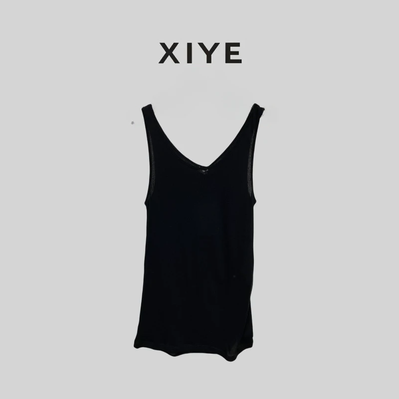背心轻奢简约百搭吊带法式无袖纯色修身型极简风黑色XY225061