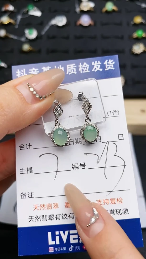 【闪购商品】翡翠耳饰银S925镶嵌............