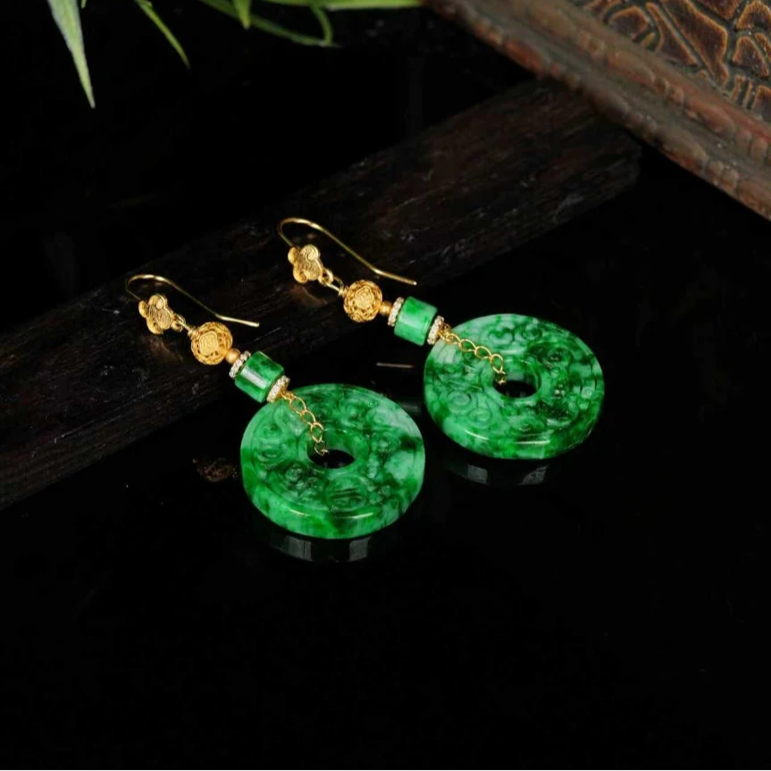 R*翡翠平安扣耳钩@ZSG14100810@多样性发其一