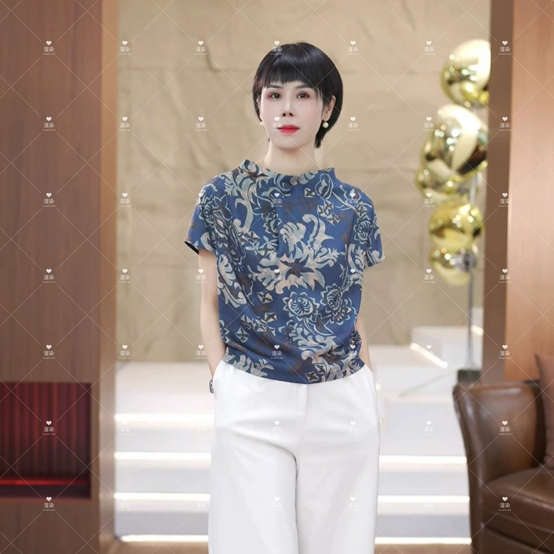 【渲渲推荐】ZY-6688夏季简约休闲减龄纽扣青花瓷卫衣