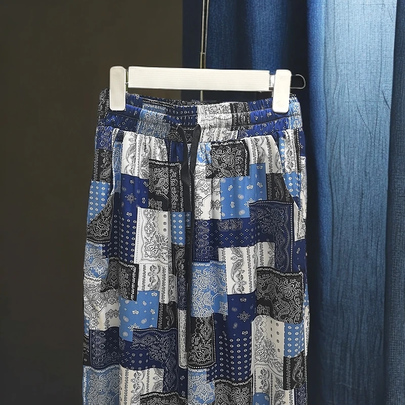 民族风彩色直筒休闲裤，重工机绣印花松紧腰长裤女