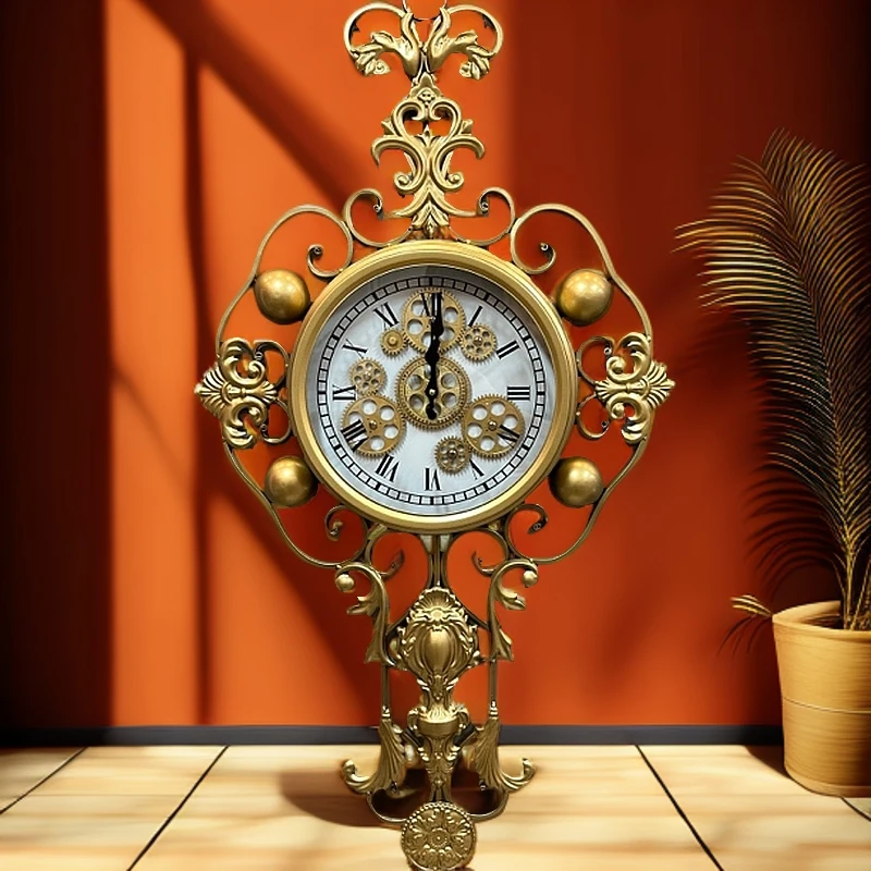 110x60欧式复古齿轮挂钟创意设计客厅家用欧式简约