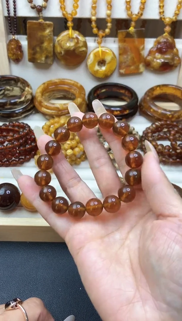 无非金属棕红 珀卡12手串