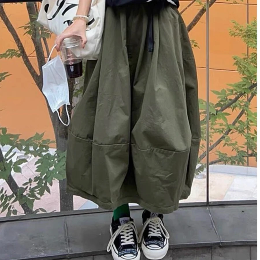 重工日系复古扣轻户外纯色百搭半身裙女