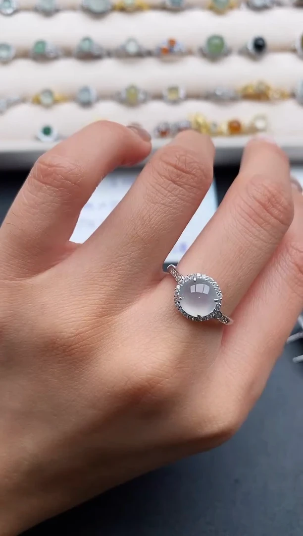 银S925镶嵌戒指翡翠22222222+9