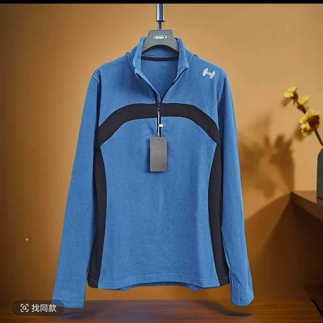 冬季加绒运动立领半拉链高弹上衣