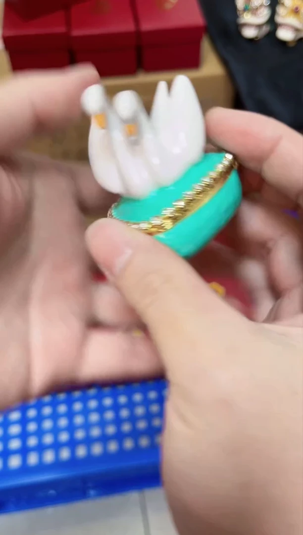 【闪购商品】瓷片年货节福福价格高质珐琅彩合金摆件首饰盒