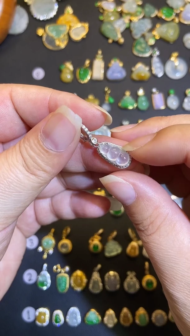 吊坠(不含链)银S925镶嵌翡翠A**稚1