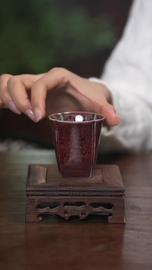【闪购商品】清凉寺原产地仿古釉手工钧瓷天圆地方杯