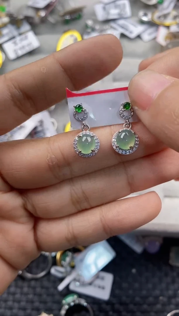 银S925镶嵌戒指翡翠444      4