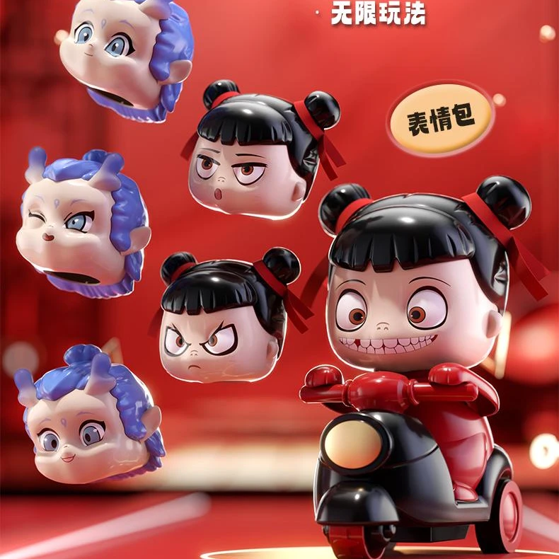 敖丙哪吒小摩托按压卡通玩具无需电池部°旋转惯性玩具新款