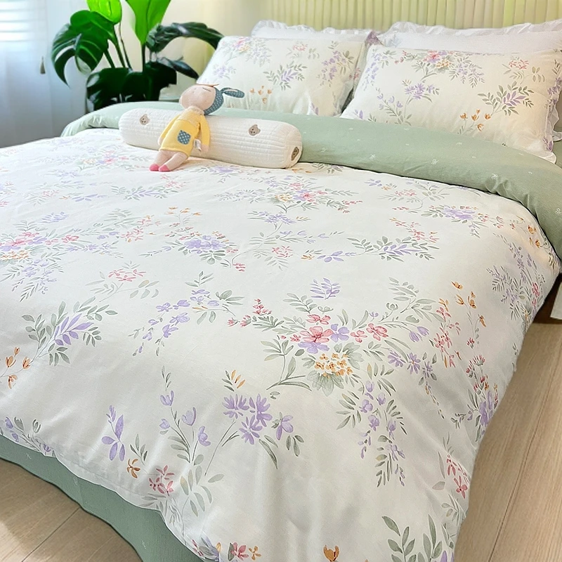 纯棉四件套100斜纹全棉床单被套小清新单双人学生三件套床上用品